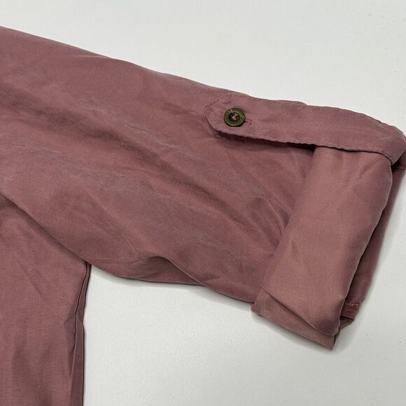 Michel Womens Size S Small Pink Jacket Hood Open Front 3/4 Roll Tab Sleeves Soft - Picture 2 of 9